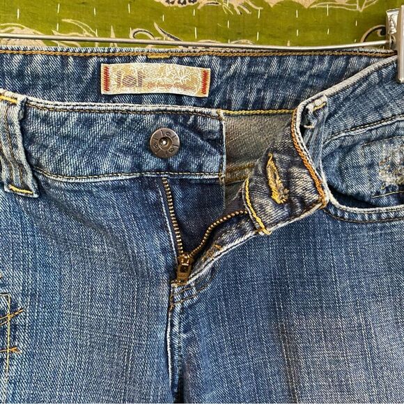 Y2K lei Sophia Embroidered Hipster Flared Jeans Size 7 - Picture 6 of 16